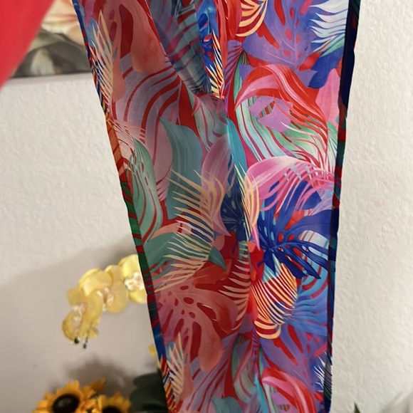 Sunset tropical leaf print caftan size S - Picture 8 of 12